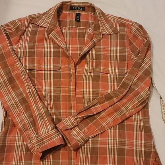 Lauren ralph lauren plaid shirt size large. - Picture 1 of 11